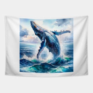 Whale Song: Majestic Humpback Whale Watercolor Tapestry