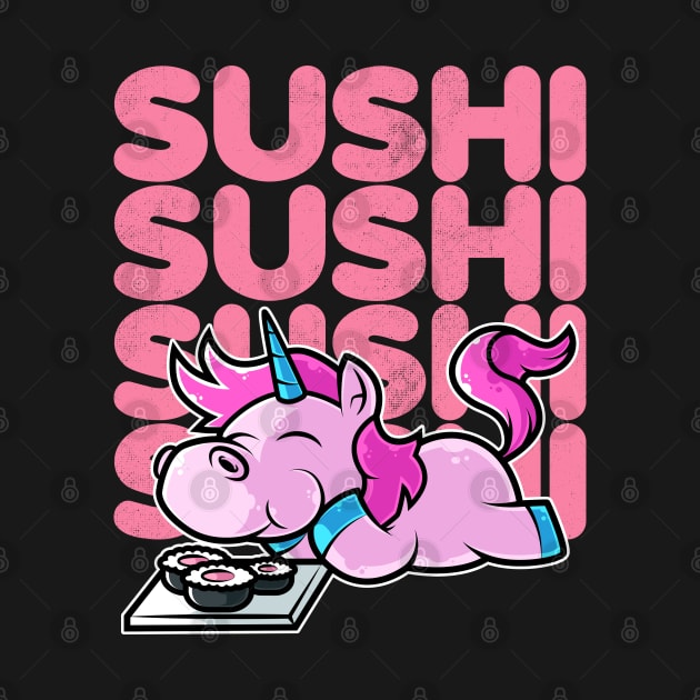 Unicorn Sushi Nigiri Kawaii Neko Anime Japanese print by theodoros20