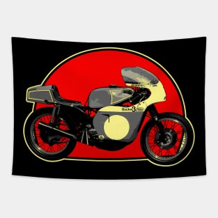 Works Rob North ‘Beezumph’ 1971 Retro Red Circle Motorcycle Tapestry
