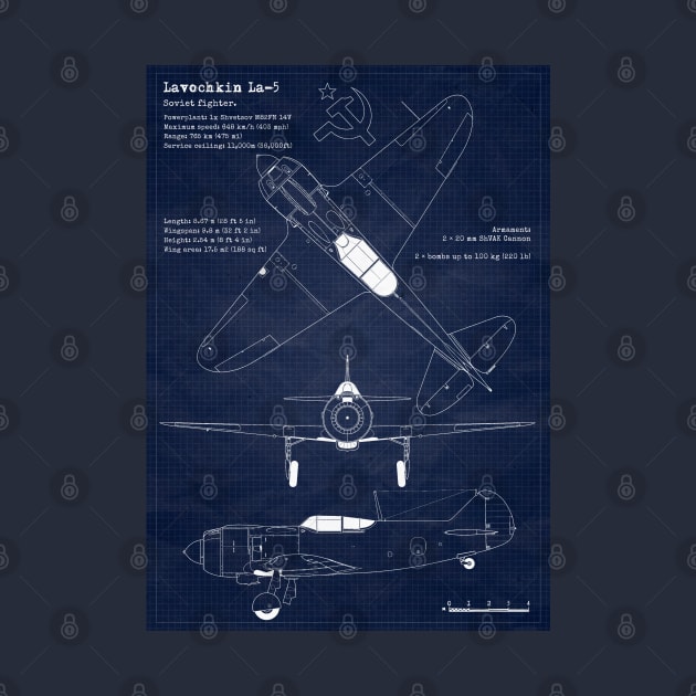 URSS Lavochkin La5 Blueprint by Aircraft.Lover