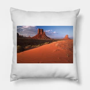 Sand Dunes And The Mittens Monument Valley Navajo Tribal Park Pillow