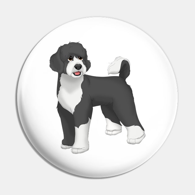 Black & White Portuguese Water Dog Pin by millersye