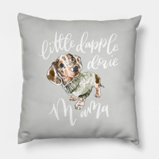 Dapple Doxie Mama, Chocolate in Olive Pillow