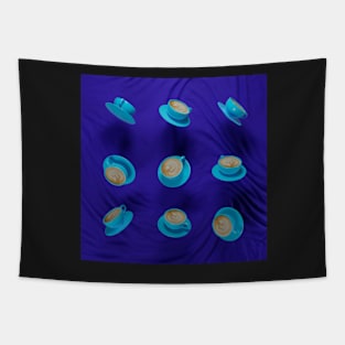 Blue Coffee Cups Tapestry