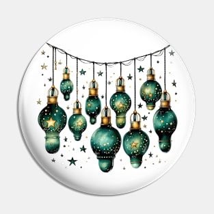 Whimsical Green Christmas Lights Pin