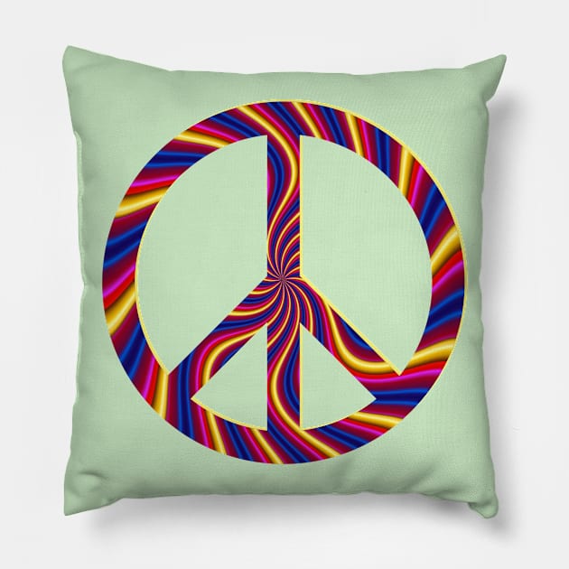 Peace Sign - Psychedelic Colors Pillow by VeryHippie.com