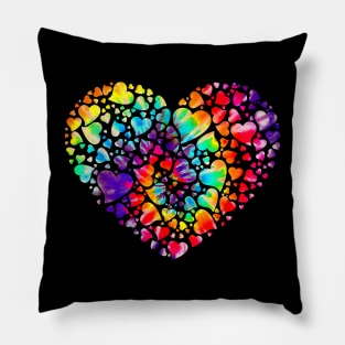 Colorful Tye Dye Die Tie Heart TShirt Valentine_s Day Pillow