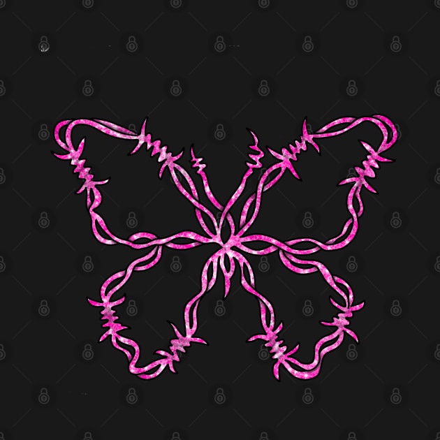 Pink barbed wire butterfly by Becky-Marie