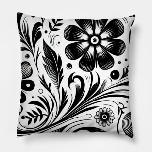 Black and White Floral Pillow