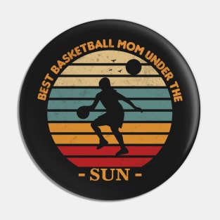 Retro Vintage Sunset Basketball Mom Pin