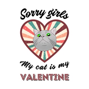 Sorry girls my cat is my Valentine - a retro vintage design T-Shirt