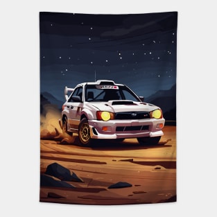 White WRX Rally Car Poster JDM Tapestry