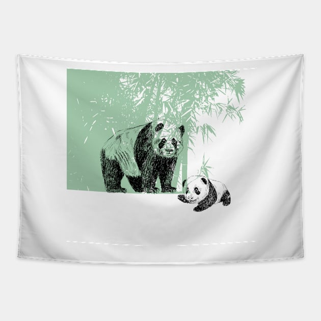 panda family print Tapestry by rachelsfinelines