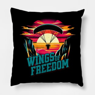 Paragliding Wings of Freedom Vintage Design Pillow