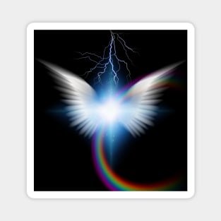 White wings and rainbow Magnet