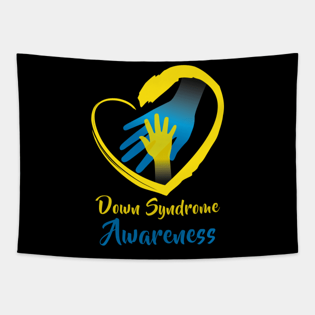 Holding Hands World Down Syndrome Awareness Day Tapestry by nadinecarolin71415