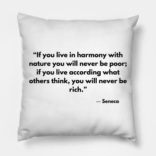 “If you live in harmony with nature you will never be poor.” Seneca, Letters from a Stoic Pillow