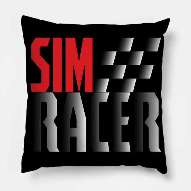 Sim racing or sim racer checkered flag Pillow by Guntah