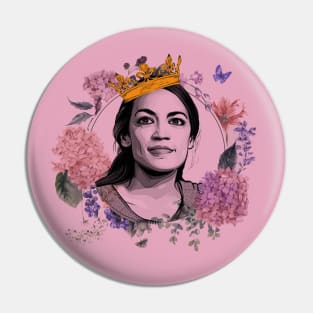 Queen AOC Alexandria Ocasio-Cortez For President! Feminist Politics Pin