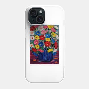 A beautiful and vibrant colorful flowers in a tall glass vase Phone Case