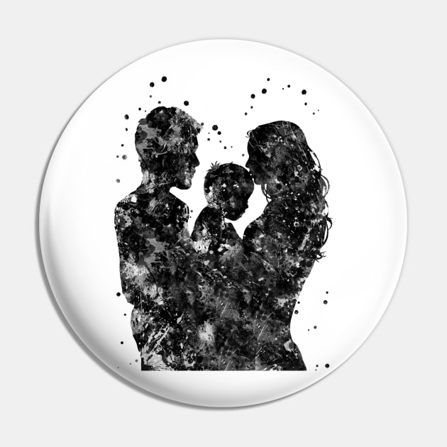 Mother father and son, family Pin by RosaliArt