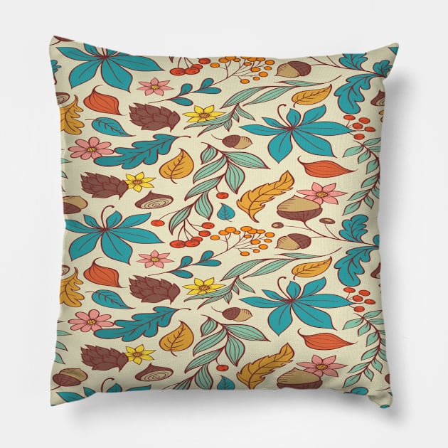 leaf and flower design Pillow by arteonline20