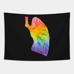 Watercolor Rainbow Lung (dark) Tapestry