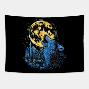 Wolf howl moon Tapestry