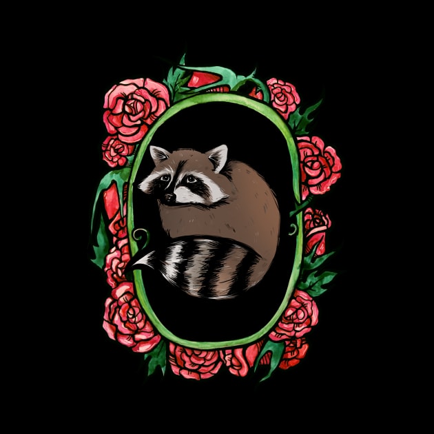 Raccoon Roses by bubbsnugg