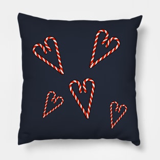 Christmas Candy Canes Hearts Pillow