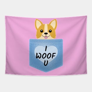 Woof Puppy Lover Cute Tapestry