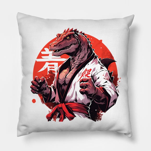 karate dino Pillow by piratesnow