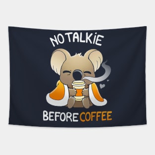 No Talkie Before Coffee Tapestry