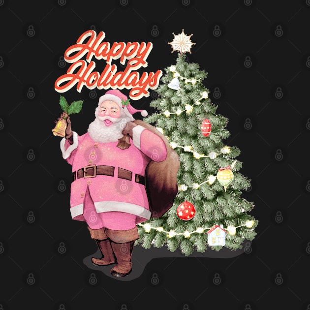 Retro Vintage Pink Santa Claus | Happy Holidays by i am Cuta