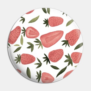 Watercolors strawberries - dusty pink and olive Pin