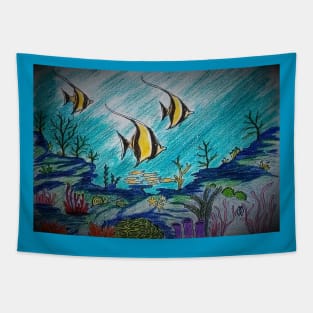 Moorish idols in the coral reef Tapestry