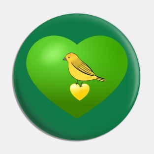 Canary green and yellow love heart Pin