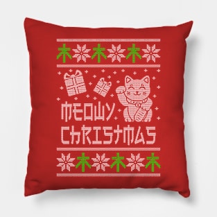 Meowy Christmas Ugly Cat Shirt and Sweatshirt Pillow