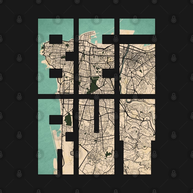 Beirut, Lebanon City Map Typography - Vintage by deMAP Studio