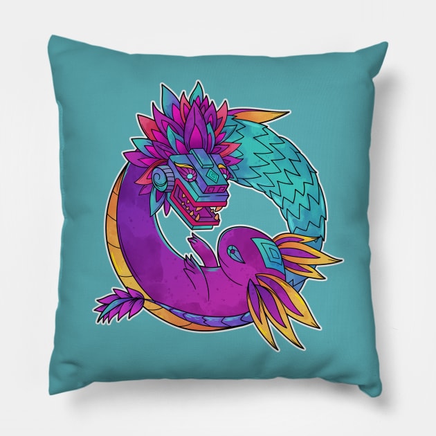 Aztec serpent and ajolote Pillow by PaperHead