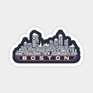 New England Football Team 23 Player Roster, Boston City Skyline Magnet