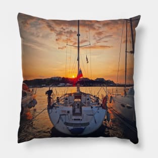 Sunset at the deck Pillow