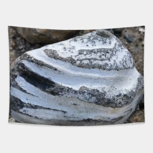 Close-up of beautiful layered triangular stone rock in white and grey stripes Tapestry