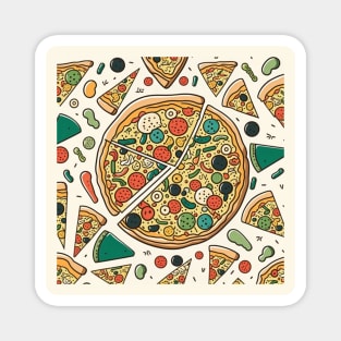 Pizza Pattern Line Drawing Colorful, Awesome Birthday Gift ideas for Pizza Lovers Magnet