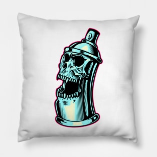 skull can graffiti Pillow