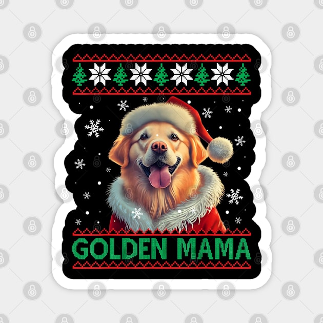 Golden Mama Golden Retriever Mom Santa Hat Ugly Christmas Magnet by Mitsue Kersting