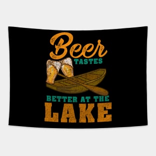 Beer Tastes Better At The Lake - Boat Fishing Gift Tapestry