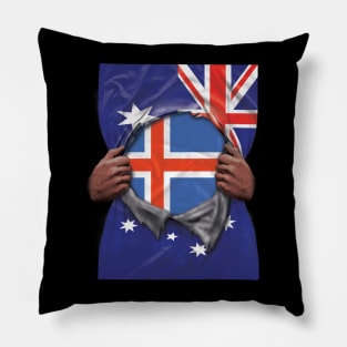 Iceland Flag Australian Flag Ripped Open - Gift for Icelandic From Iceland Pillow