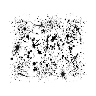Black and White Pattern Paint Splats and Twigs T-Shirt