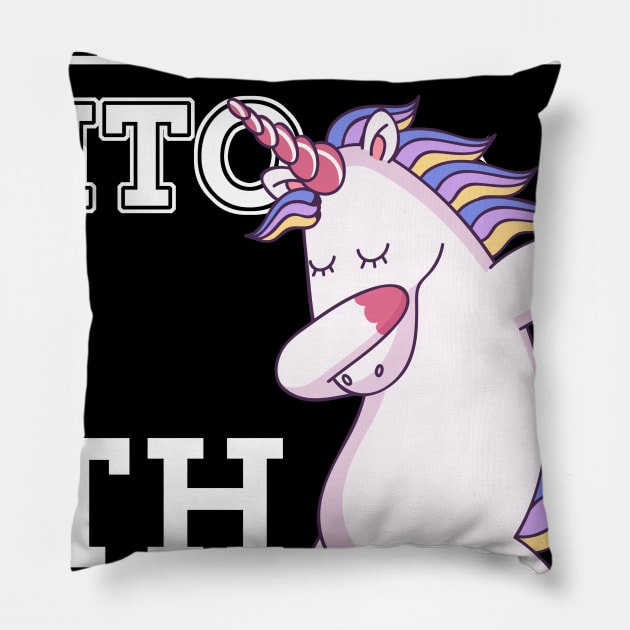 Straight Outta 9th Grade Unicorn Back To School Gift Pillow by kateeleone97023